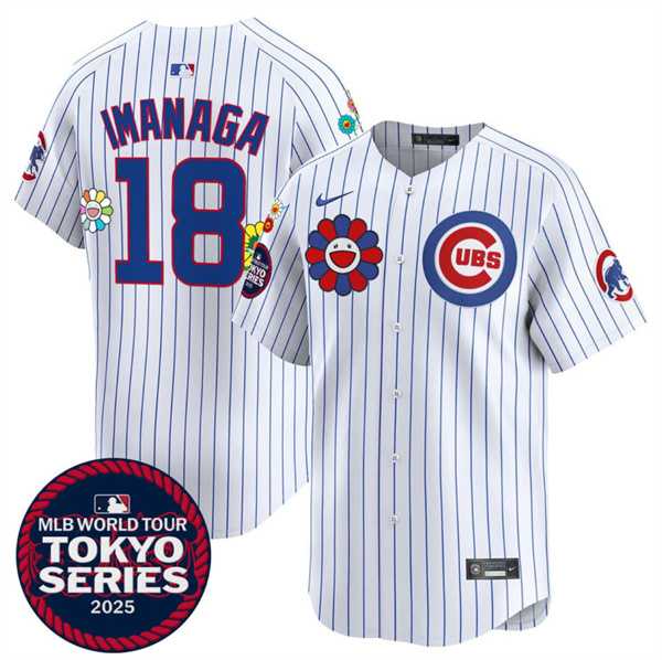 Mens Chicago Cubs #18 Shota Imanaga White 2025 Tokyo Series Limited Stitched Jersey Dzhi
